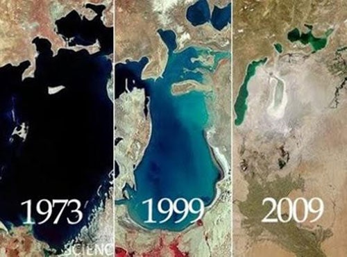Lago Aral prosciugato dal 1973 al 2009 a causa della coltivazione di cotone